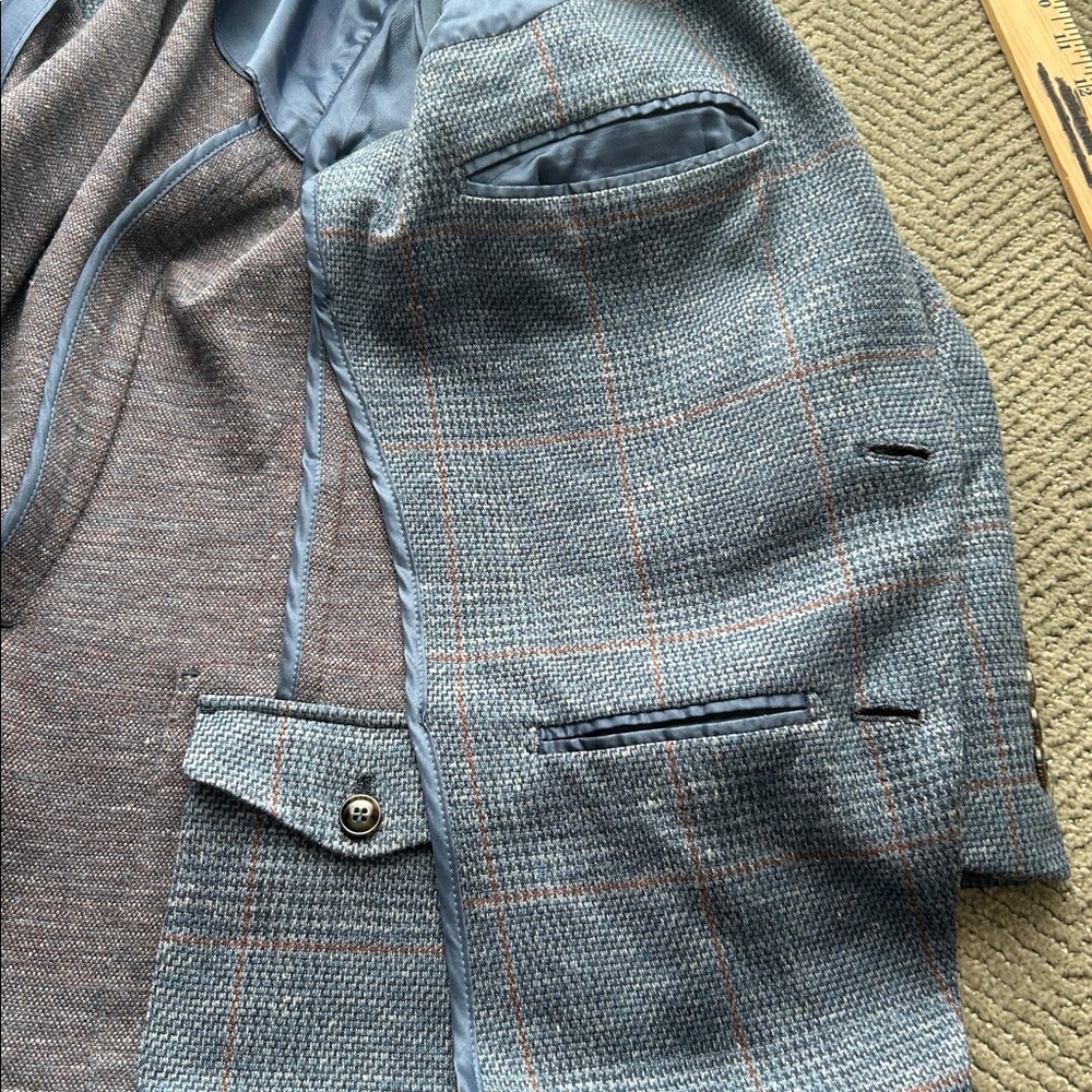 Peter Millar Holden Slim-Fit Checked Wool, Silk and Linen-Blend Blazer Blue 44R - Picture 5 of 13